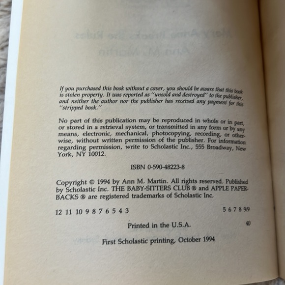 Mary Anne Breaks the Rules (The Baby-Sitters Club #79) paperback book 1994 - Picture 11 of 16
